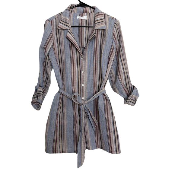 Mustard Seed striped romper M Cottagecore Light Academia Soft Modern Linen - Picture 3 of 7